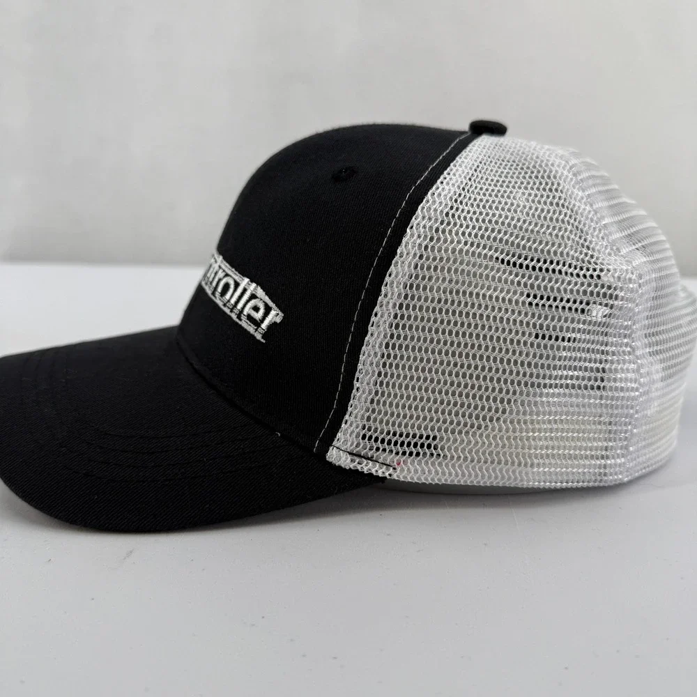 Controller Trucker Hat Mens OSFA Black White Aviation Mesh Back Cap
